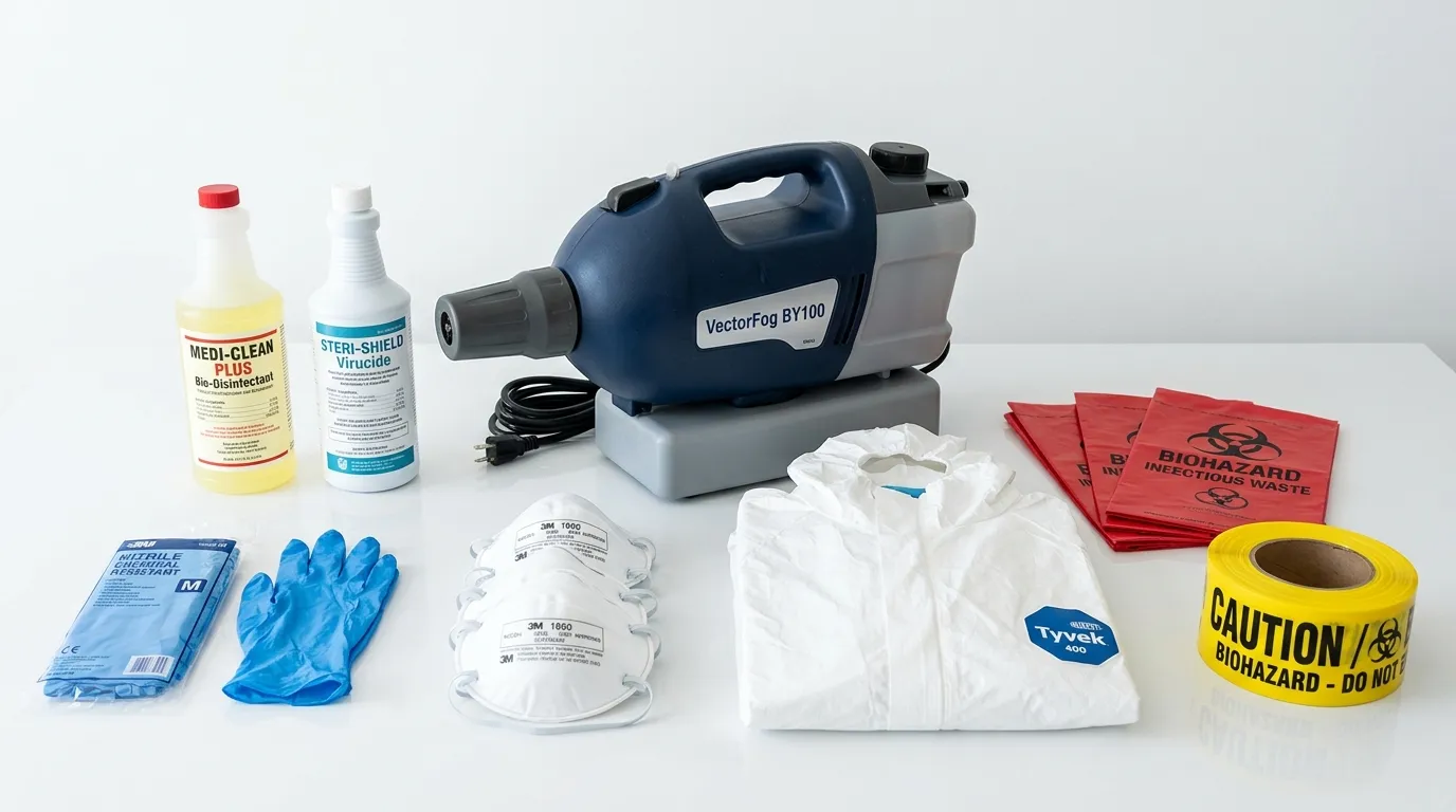 Professional biohazard remediation crew working in Topsham